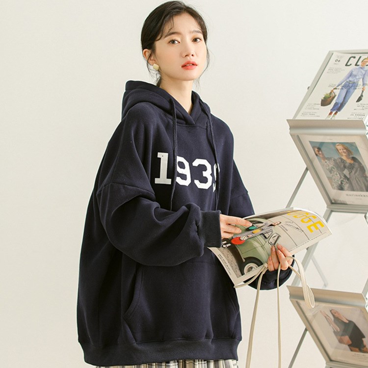 Autumn/winter 2021 Digital print Hooded student jacket loose