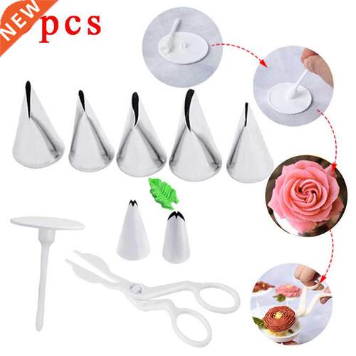 9Pcs/set Flower Scssor+Cake Tray +7pcs Tulps Rose Nozzle N