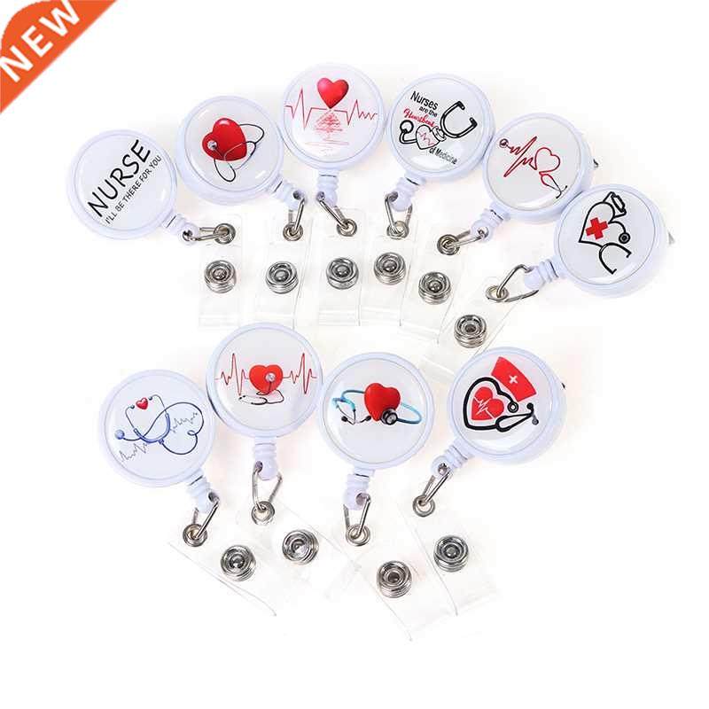 Plastic Retractable Nurse Badge Reel Clip Cartoon Nurse Doct