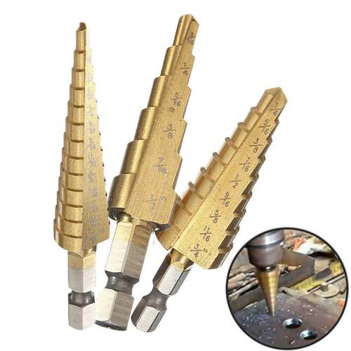 3pcs HSS 4241 Step Cone Drill it 1/4