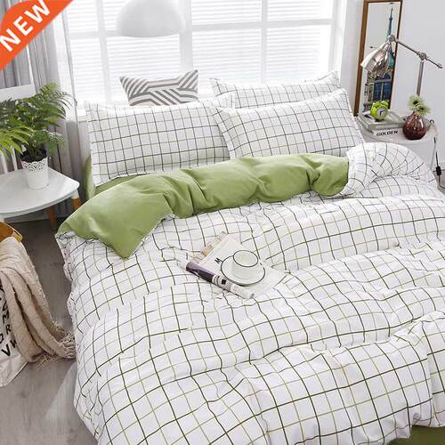 Fshion Bedding Set White Green Double Bed Linens Quilt Duve