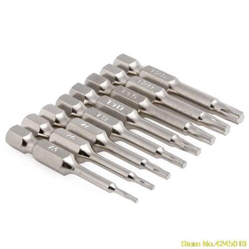 8Pcs Head Bits S2 Chrome Plated Steel 50mm Torx Bit Set R06