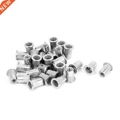 M8x18mm Ribbed Body Flat Head Rivet Nut Nutserts 30pcs