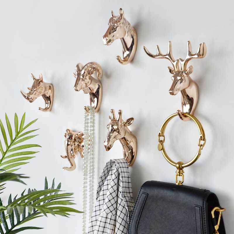 1Pc Nordic Style Animal Hanging Coat Hook Wall Punch-free De