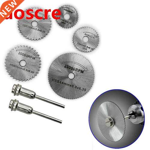 7Pcs HSS Crcular Wood Cuttng Saw Blade Dsc Mandrels Rotar