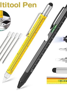 2Pcs Multi Tool Pen Ballpoint Pen With Ruler Level Phillips
