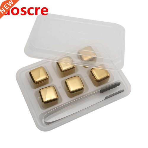 Reusable Golden Whiskey Stones Ice Cubes Chilling Rocks Whis