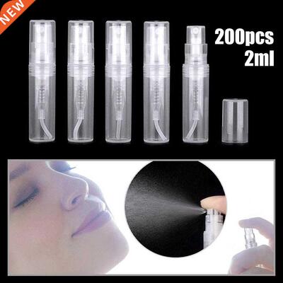 200pcs 2ML Transparent Plastic Spray Bottle Refillable Bottl