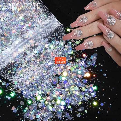 1 Bag Mix Nails Art Glitter Powder Sequ Shine Chrome