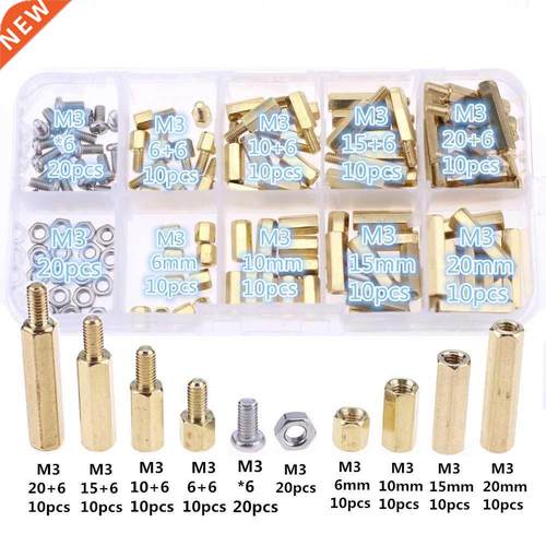 120pcs M Male Female Brass Spacer Standoff Screw Nut Assort