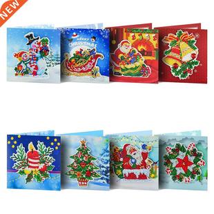 Painting Greeting Claus DIY Santa Diamond Mosaic 8pcs Card