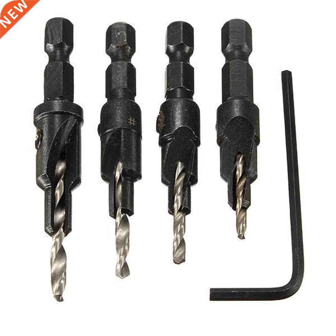 4x Countersink HSS Tper Chnge #6 #8 #10 #12 Drill Tool Bit