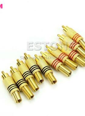 10Pcs Metal Spring RCA Plug Audio Male Connector Adapters Go