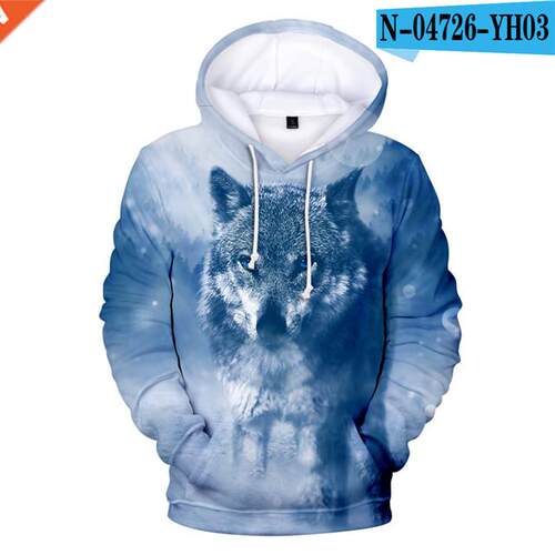 To 14 Years Kids Hoodies Ice Fire Wolf D Printed Hoodie S