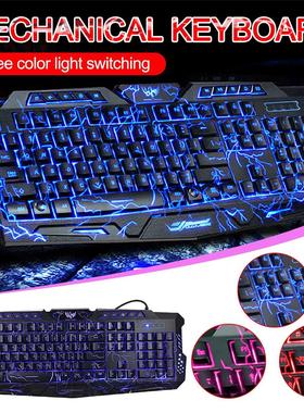 Gaming Keyboard LED Crack Keyboard Gamer 3 Colors Led Backli