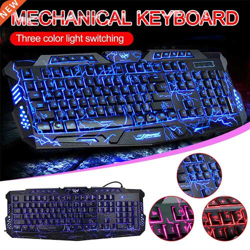 Gaming Keyboard LED Crack Keyboard Gamer 3 Colors Led Backli