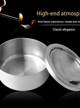 Storage Case Cigarette Lidded Ashtray Stainless Steel Silver
