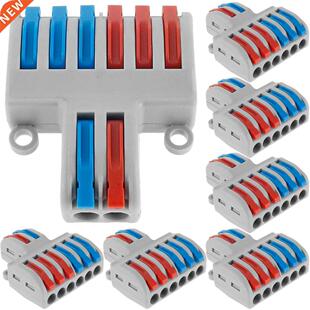 7Pcs Lever Wire Nut Connectors 2In 6Out Wiring Cble Connect