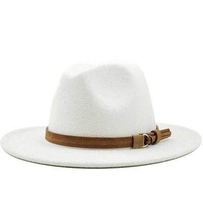 New Women Men Wool Fedora Hat With Leather Ribbon Gentleman
