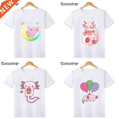 Cute Space Axolotl Print Kawaii Kids T-shirts Baby Boys/Girl