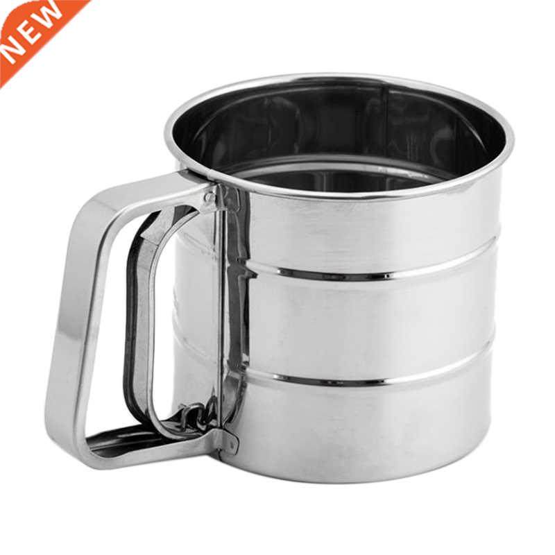 Stainless Steel Shaker Sieve Cup Powder Mesh Crank Flour Sif