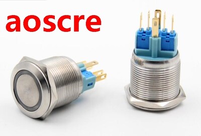 1pcs 22mm waterproof flat stainless steel metal button switc