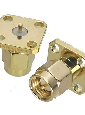 1Pcs Connector SMA Male Plug 4-Holes Flange Solder Deck Moun