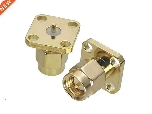 1Pcs Connector SMA Male Plug 4-Holes Flange Solder Deck Moun