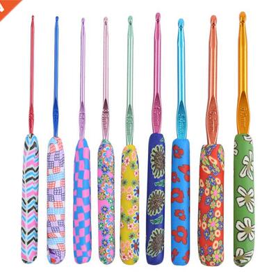 9pcs Aluminum Crochet Set Ceramic Handle Knitting Needles Ki