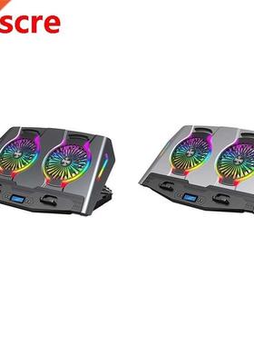 RGB Laptop Cooler 11-21 nch Dual Fan wth LCD Dsplay Gamn