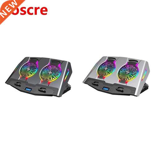 RGB Laptop Cooler 11-21 nch Dual Fan wth LCD Dsplay Gamn
