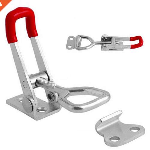 Silver+Red Adjustable Toolbox Case Metal Toggle Latch Catch