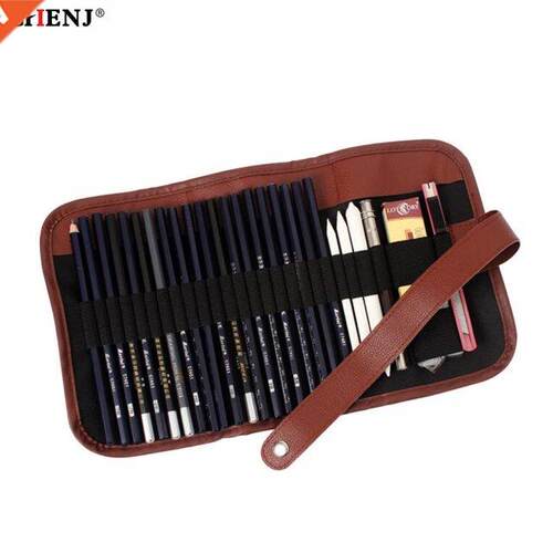 24 Holes Pencil Case Roll Brush Pen Pouch For Artist Student