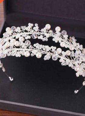 White Pearl Bridal Hairbands Tiaras Wedding Crown Headband F