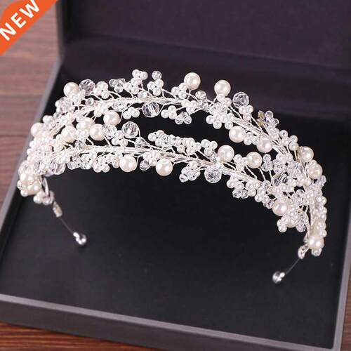White Pearl Bridal Hairbands Tiaras Wedding Crown Headband F
