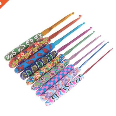 9Pcs/set Colourful Crochet Hook Set Ergonomic Handles Knitti