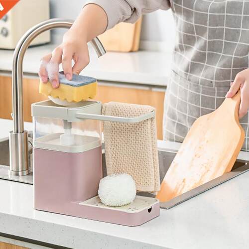Kitchen Soap Dispenser Manual Press Sponge Detergent Soap Pu