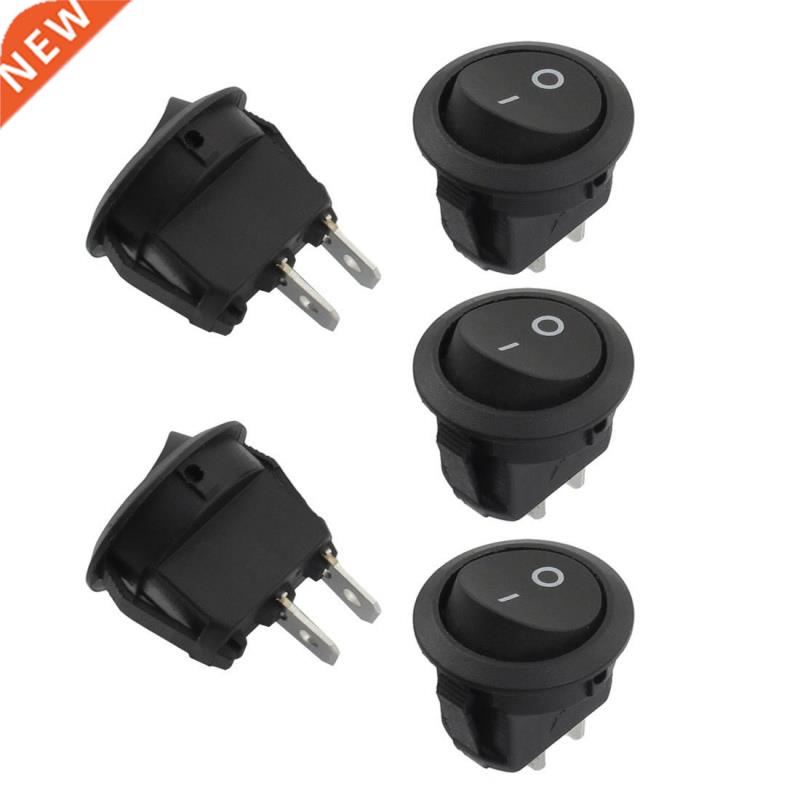 5Pcs SPST Black Button On/Off Round Rocker Swtch AC 6A/250V