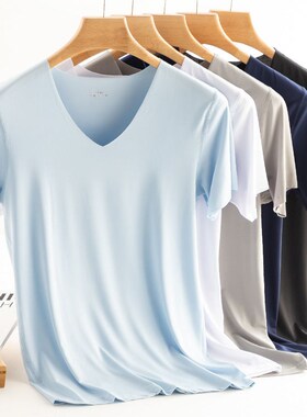 2020 Men T Shirt Fitness Elastic Ice T-shirts Mens V Neck Sh