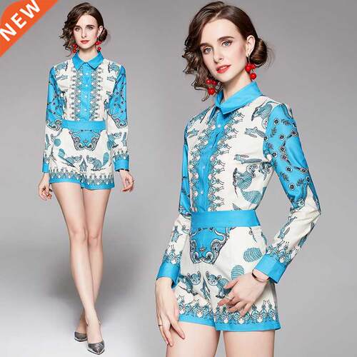 Dropshipping Summer 2 Piece 2pcs Women Ladies Set Vintage Pr