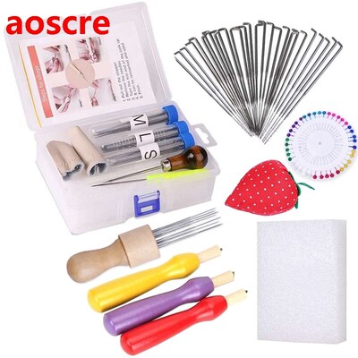 113Pcs 3 Sizes Wool Felting Needles with Colored Wood Handl