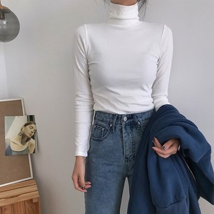 Spring Autumn Long Sleeve Top Slim Knitted Bottoming Shirt K