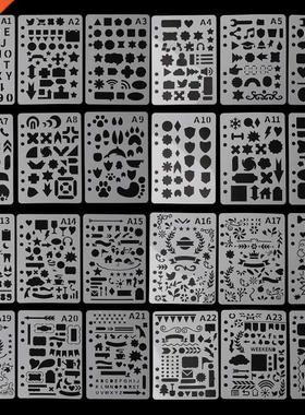 24Pcs Drawing Template Stencils Journal Notebook Diary Scrap