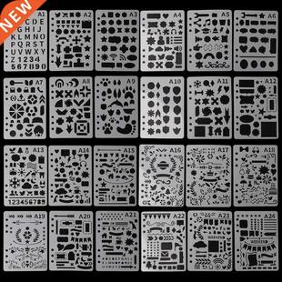 24Pcs Drawing Template Stencils Journal Notebook Diary Scrap
