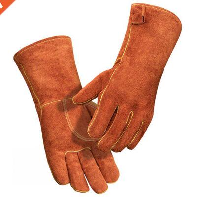 Durable Cowhide Barbecue Gloves Dual Layer Heat Resistant BB