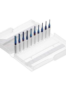 10pcs 0.8-3.175mm Blue NACO Coated PCB Bits Carbide Engravin
