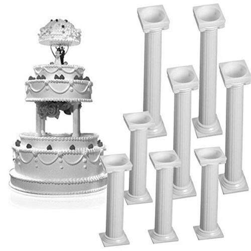 8Pcs/Set White Small+Large Plastic Cake Pillars,Wedding Cake