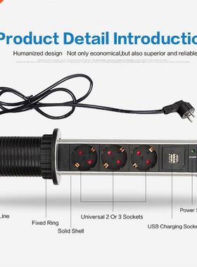 3 Compartment Electrical Tensile Power Outlet Plug Worktop D
