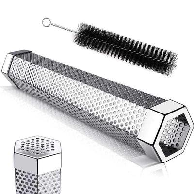 Smoke Box Charcoal Grill Meat Pipe Smoking Wood Smoker Filt