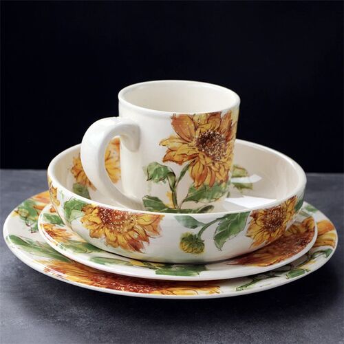 Pastoral Creative Hand-painted Sunflower Round Ceramic